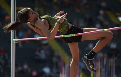 Jun 27, 2015; Eugene, OR, USA; Vashti Cunningham of Bishop Gorman wins the junior womens high jump at 6-0 1/2 (1.84m) in the 2015 USA Championships at  Hayward Field. Mandatory Credit: Kirby Lee-USA TODAY Sports ORG XMIT: USATSI-225782 ORIG FILE ID:  20150627_ggw_al2_078.JPG